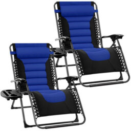 Groundlevel Set Of 2 Extra Wide Luxury Gravity Garden Sun Lounger / Relaxer Chair - thumbnail 1