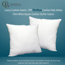Casabella Luxury Cushion Inserts 75X75Cm Pack Of  4, Cushion Pads Hollowfibre White Square Cushion Insert, Sofa Cushions Inners - thumbnail 2