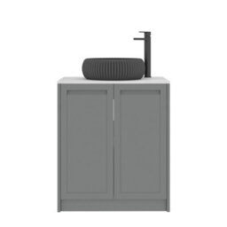 Royal Bathrooms Royal Bathroom Elmore 700mm Matt Pebble Grey Freestanding Countertop Bathroom Vanity Unit 2 Door With Milan Black Basin - thumbnail 7