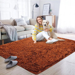 Ameha Shaggy Rug Super Soft Plush Fluffy Rust Area 120X170 Cm Carpet Bedroom Living Room Rugs - thumbnail 4