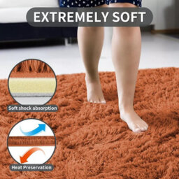 Ameha Shaggy Rug Super Soft Plush Fluffy Rust Area 120X170 Cm Carpet Bedroom Living Room Rugs - thumbnail 3