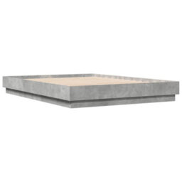 Berkfield Bed Frame With Led Without Mattress Concrete Grey 150X200 Cm King Size - thumbnail 8