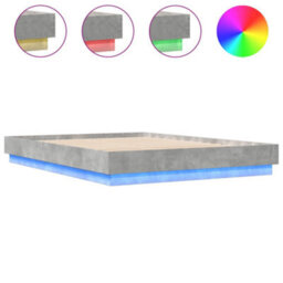 Berkfield Bed Frame With Led Without Mattress Concrete Grey 150X200 Cm King Size - thumbnail 2