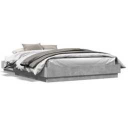 Berkfield Bed Frame With Led Without Mattress Concrete Grey 150X200 Cm King Size - thumbnail 5