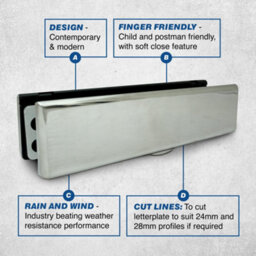 "UAP Limited Uap Iplate 12"" Mirror Polished Premium Stainless Steel Letterbox For Upvc Door Profiles 24 To 80mm" - thumbnail 3