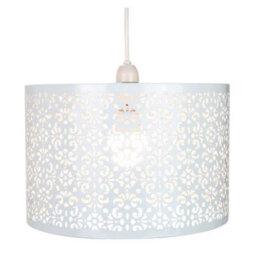 Happy Homewares Moroccan Designed White Metal Pendant Light Shade With Floral Decoration - thumbnail 2