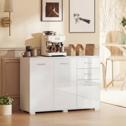 Homcom Modern Sideboard Kitchen Storage Cabinet, High Gloss White - thumbnail 8