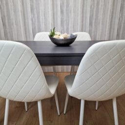 Kosy Koala Grey Dining Table And 4 White Stitched Chairs: Your Ideal Dining Room Set For Four - thumbnail 8