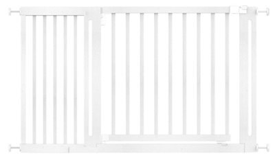 Safetots Wooden Elegance Gate, White, 135Cm - 143Cm, Pressure Fit Safety Gate, 73Cm Extra Wide Doorway, Easy Installation - image 1