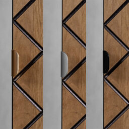 Heze Furniture Trend Herringbone Pattern Door Tall Bathroom Cabinet - Gold Craft Oak & Black - thumbnail 6