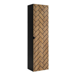 Heze Furniture Trend Herringbone Pattern Door Tall Bathroom Cabinet - Gold Craft Oak & Black - thumbnail 4