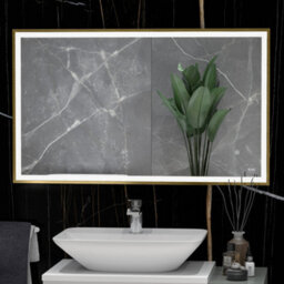 RAK Ceramics Rak Picture Square 1200X600mm Rectangular Brushed Gold Illuminated Bathroom Mirror With Demister & Touch Control, Ip44