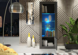 Modern Sideboard Display Cabinet Cupboard Tv Stand Living Room High Gloss Doors - Dark Grey - thumbnail 6