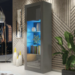 Modern Sideboard Display Cabinet Cupboard Tv Stand Living Room High Gloss Doors - Dark Grey - thumbnail 1