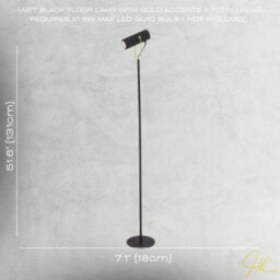 Happy Homewares Modern Spot Floor Lamp In Matte Black And Gold With Adjustable Head - thumbnail 7