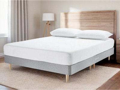 Divan Base Direct Low Divan Bed Base On Wooden Legs 6Ft Super King  - Wool Clay - image 1