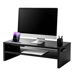 Wood Monitor Stand Riser 2-Tier Ergonomic Phone Holder Cable Management 42Cm - thumbnail 3