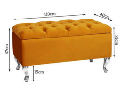 Londona 120Cm Chesterfield Ottoman Storage Bench - Plush Velvet Shoe Bench - Burnt Orange Upholstery Footstool With Storage - thumbnail 3