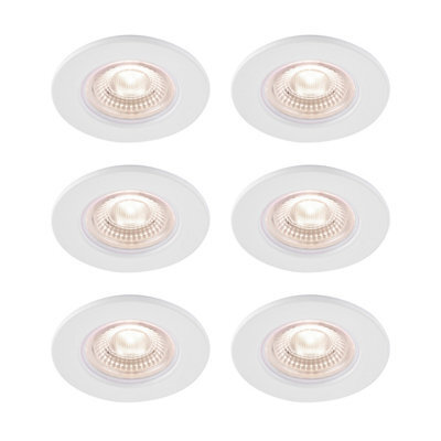 GoodHome Hodgkin Matt White Fixed Led Fire-Rated Neutral White Downlight Ip65, Pack Of 6 - image 1