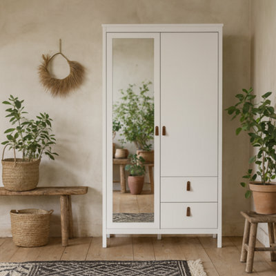 Wyld Haus Wildberry Matt White 2-Door Wardrobe With Mirror And 2 Drawers - image 1