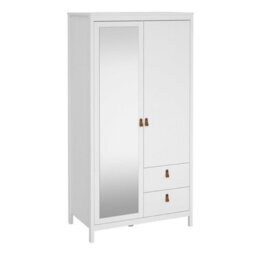 Wyld Haus Wildberry Matt White 2-Door Wardrobe With Mirror And 2 Drawers - thumbnail 3