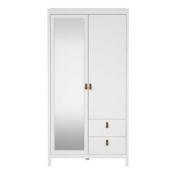 Wyld Haus Wildberry Matt White 2-Door Wardrobe With Mirror And 2 Drawers - thumbnail 4