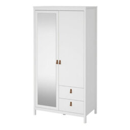 Wyld Haus Wildberry Matt White 2-Door Wardrobe With Mirror And 2 Drawers - thumbnail 5