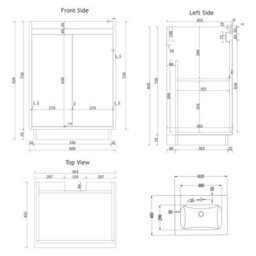 Royal Bathrooms Orion 600mm Floor Standing Vanity Unit 2 Door Hale Black With Matt Stone Basin & Brushed Brass Accent Trim - thumbnail 9