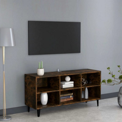 Berkfield Tv Cabinet With Metal Legs Smoked Oak 103.5X30X50 Cm - image 1