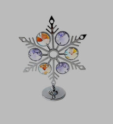 New Crystal Snowflake Ornament Decoration Collectors Chrome Plated Swarovski - thumbnail 3