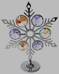 New Crystal Snowflake Ornament Decoration Collectors Chrome Plated Swarovski - thumbnail 2