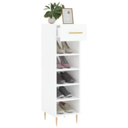 Berkfield Shoe Cabinet High Gloss White 30X35X105 Cm Engineered Wood - thumbnail 4
