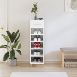 Berkfield Shoe Cabinet High Gloss White 30X35X105 Cm Engineered Wood - thumbnail 1