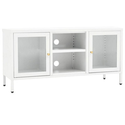Berkfield Classic Tv Cabinet White 105X35X52 Cm Steel And Glass - image 1