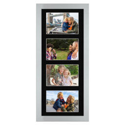 AK Frames 50X20Cm Silver Modern Multi Photo Frame With Black Mount - Holds 4 Apertures (4X) 6X4 Photos - thumbnail 1