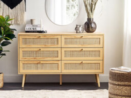 Beliani 6 Drawer Chest Perote Rattan Light Brown - thumbnail 2