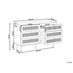 Beliani 6 Drawer Chest Perote Rattan Light Brown - thumbnail 3