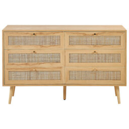 Beliani 6 Drawer Chest Perote Rattan Light Brown - thumbnail 6