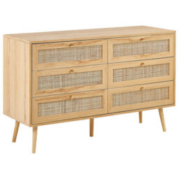 Beliani 6 Drawer Chest Perote Rattan Light Brown - thumbnail 1