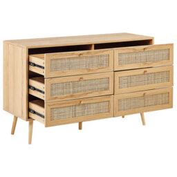 Beliani 6 Drawer Chest Perote Rattan Light Brown - thumbnail 5