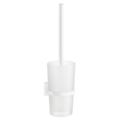 Smedbo Wall Mounted Toilet Brush And Frosted Glass Container