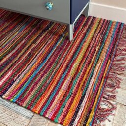Second Nature Online Festival Boho Rug Flat Weave Multicolour With Tassels 90 Cm X 150 Cm - thumbnail 3