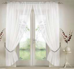 Luxury Living Elegant Plain Voile Curtain Panels Pair With Free Tie Backs White/black - thumbnail 1