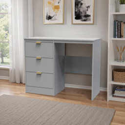 Nashville Ready Assembled Grey 3 Drawer Dressing Table (H)756mm (W)969mm (D)395mm