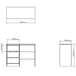 Nashville Ready Assembled Grey 3 Drawer Dressing Table (H)756mm (W)969mm (D)395mm - thumbnail 5