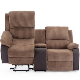 More4Homes Postana Single Motor Rise Recliner 2 Seater Jumbo Cord Drinks Console Mobility Sofa (Brown) - thumbnail 4
