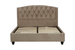 Orsina Compact Brushed Velvet Double Bed, Stylish Velvet Bed For Bedroom, Stylish Stud Detailed Diamond Tufted Bed - thumbnail 1
