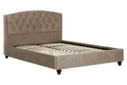 Orsina Compact Brushed Velvet Double Bed, Stylish Velvet Bed For Bedroom, Stylish Stud Detailed Diamond Tufted Bed - thumbnail 4