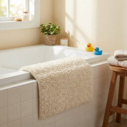 Croydex Cream Cotton Non Slip Bath Mat - thumbnail 4
