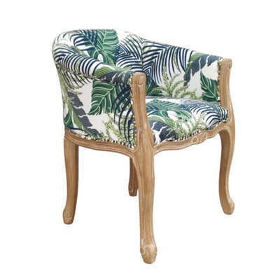 Minster Natural Palm Leaf Fabric Louis Dining Chair - L57 X W64 X H68 Cm - image 1